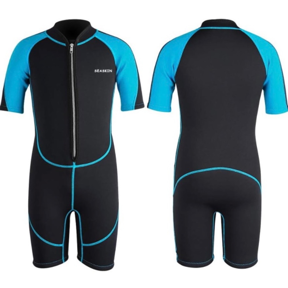 Seaskin Kids Wetsuit for Boys Girls Toddlers, 2mm Front Zipper Shorty Wetsuits